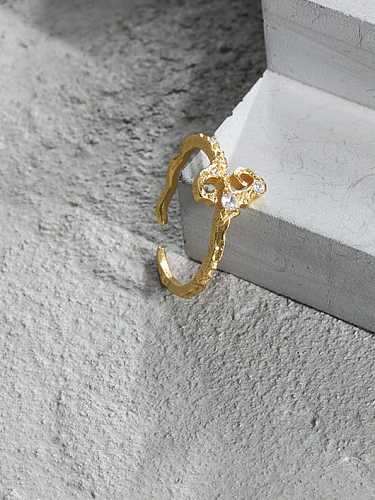 925 Sterling Silver Rhinestone Irregular Vintage Band Ring