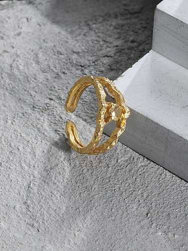 925 Sterling Silver Hollow Irregular Vintage Band Ring