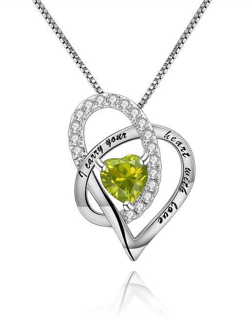925 Sterling Silver Birthstone Minimalist Heart Pendant Necklace