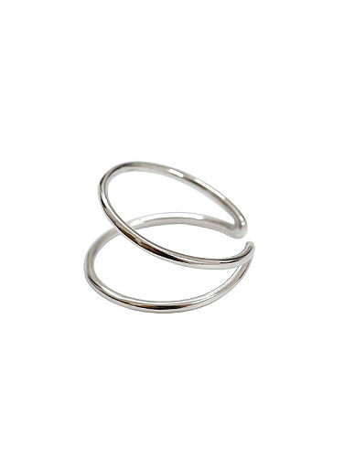 Anel de abertura de prata suave de duas bandas simples
