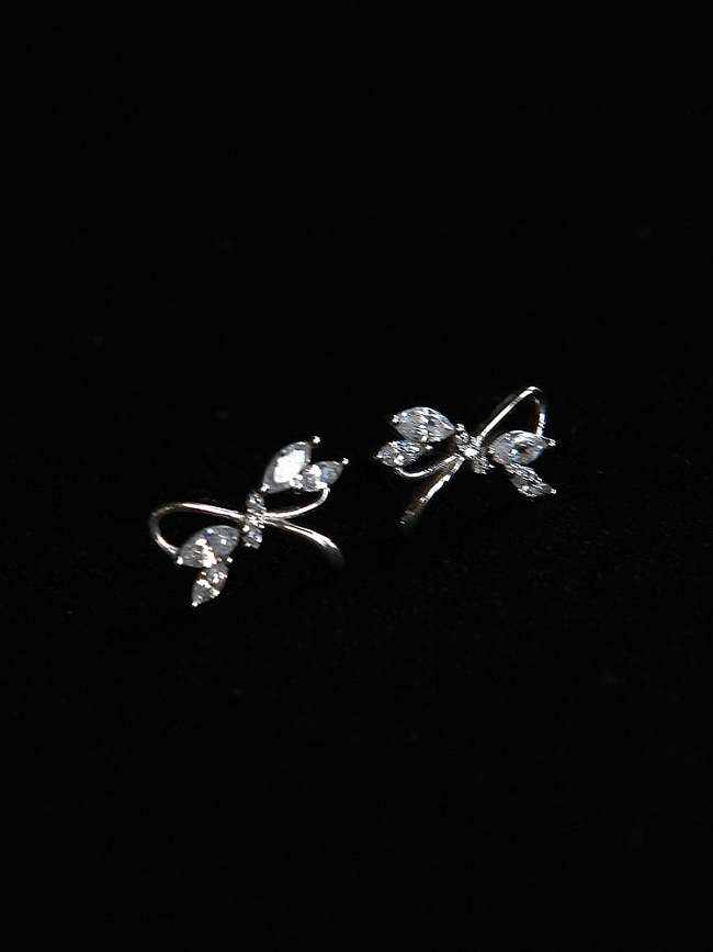 925 Sterling Silver Cubic Zirconia Bowknot Dainty Stud Earring