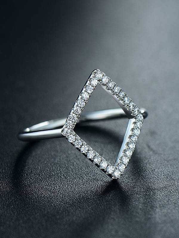 925 Sterling Silver Cubic Zirconia Geometric Dainty Band Ring