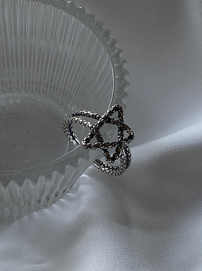 925er Sterlingsilber mit antiken versilberten Vintage-Stern-Ringen in freier Größe