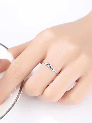 925 Sterling Silver With Platinum Plated Simplistic Monogrammed Free Size Rings