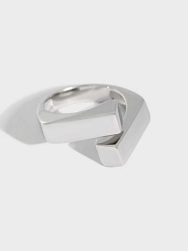 خاتم من الفضة الإسترليني عيار 925 بتصميم هندسي ناعم غير منتظم