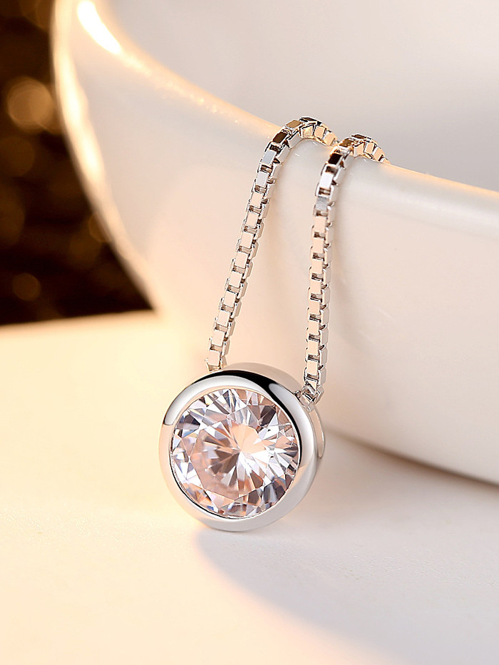 Sterling Silver classic AAA zircon Mini Necklace