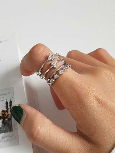 925 Sterling Silver Irregular Overlay Art Vintage Stackable Ring
