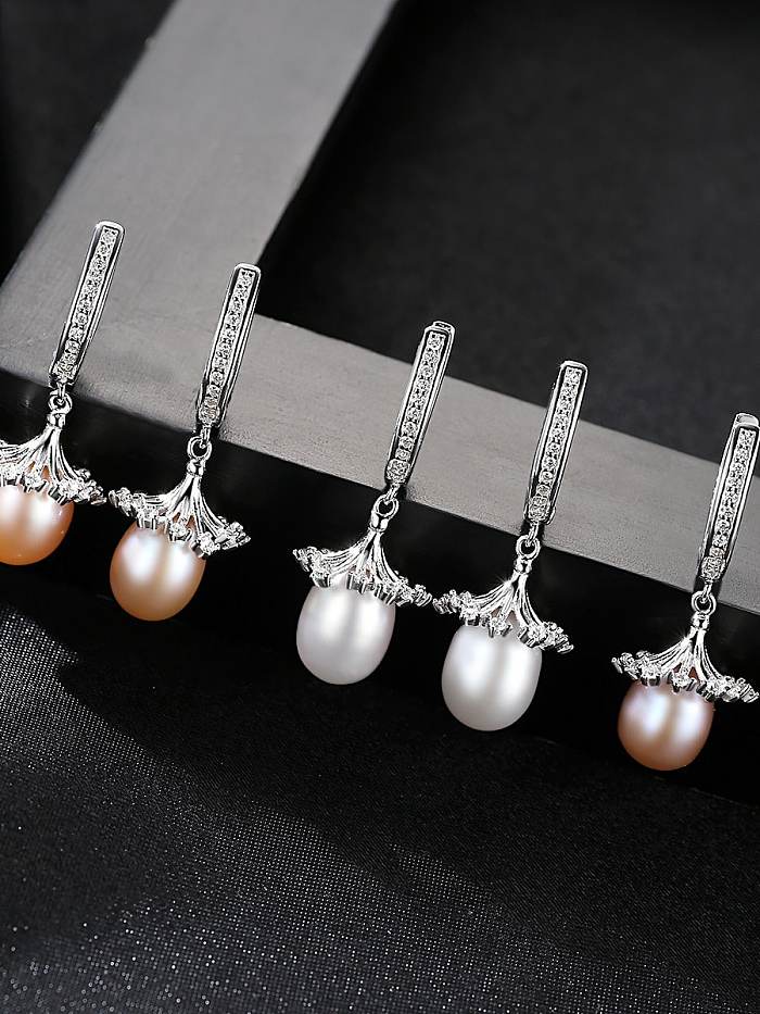 925 Sterling Silver Freshwater Pearl Micro setting 3A zirconium Trend Drop Earring