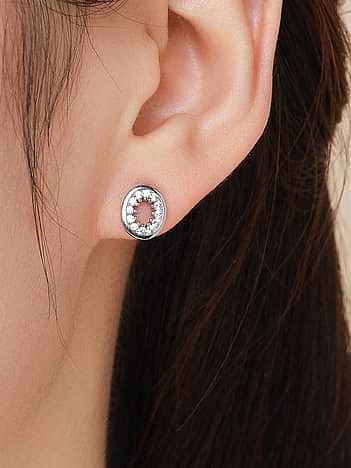 925 Sterling Silver Cubic Zirconia Oval Minimalist Stud Earring