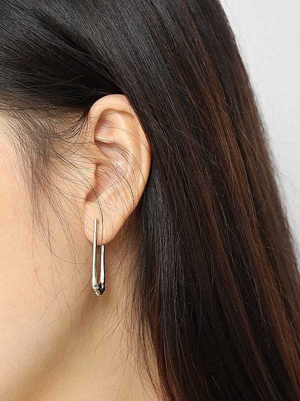 925 Sterling Silver smooth Geometric Minimalist Drop Earring