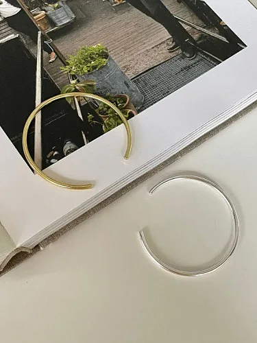 925 Sterling Silver Geometric Minimalist Cuff Bangle