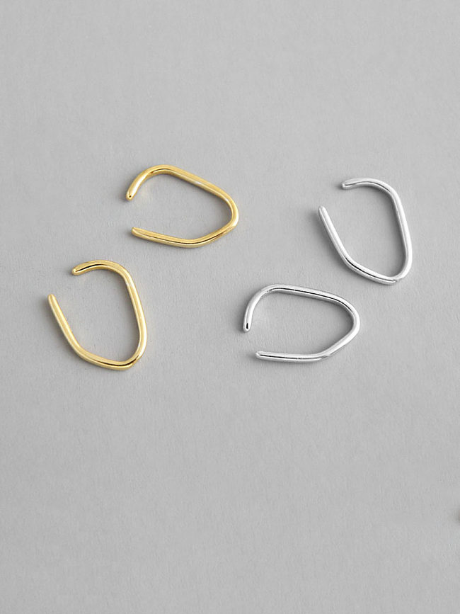 925 Sterling Silver With Gold Plated Simplistic Line Without Pierced Ears Clip On Earrings