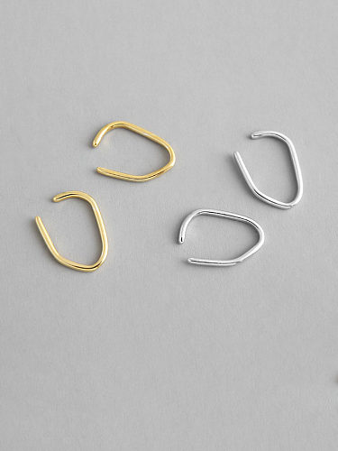 925 Sterling Silver With Gold Plated Simplistic Line Without Pierced Ears Clip On Earrings