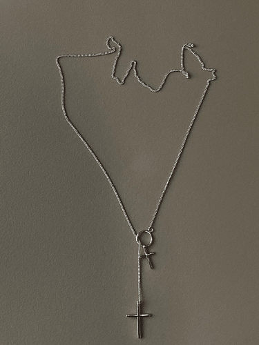 Minimalistische Lasso-Halskette mit Kreuz aus 925er Sterlingsilber