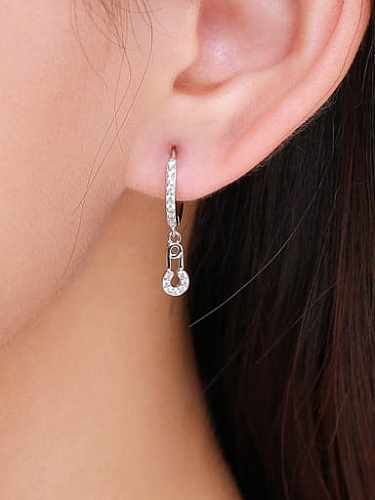 925 Sterling Silver Cubic Zirconia Geometric Classic Huggie Earring