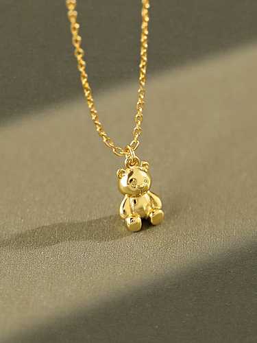 925 Sterling Silver Smooth Bear Cute Pendant Necklace