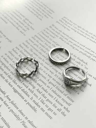 925 Sterling Silver Geometric Vintage Free Size Midi Ring