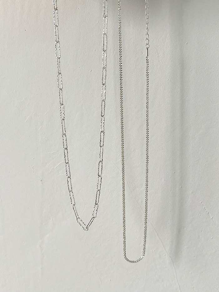 Collier minimaliste à chaîne géométrique creuse en argent sterling 925