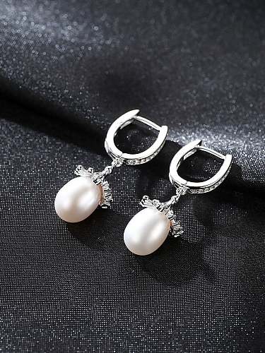 925 Sterling Silver Freshwater Pearl Micro setting 3A zirconium Trend Drop Earring