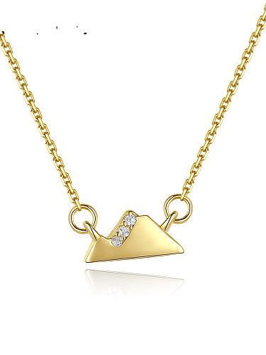 925 Sterling Silver Rhinestone Triangle Minimalist Necklace