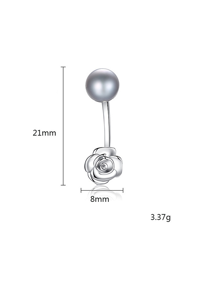 Pure silver 7-7.5mm natural freshwater pearl flower studs