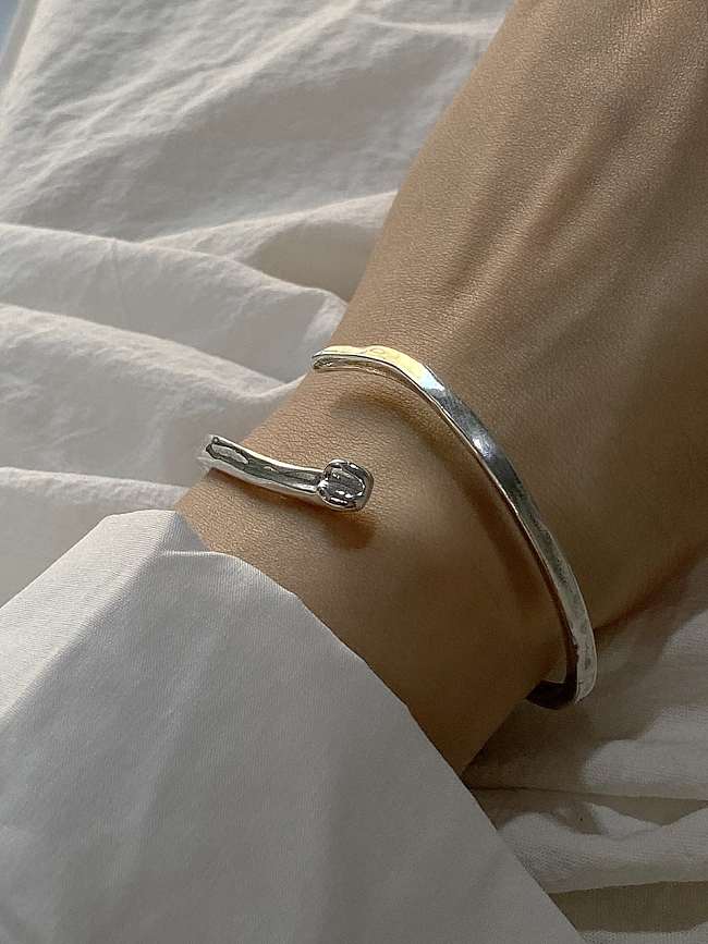 925 Sterling Silver Irregular Artisan Cuff Bangle