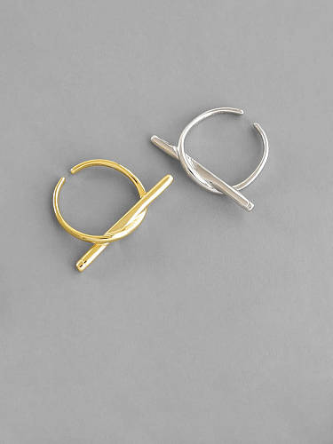 925 Sterling Silver With Gold Plated Simplistic Round Free Size Rings
