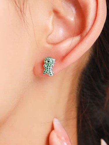 Boucles d'oreilles mignonnes en argent sterling 925 avec zircon cubique et dragon