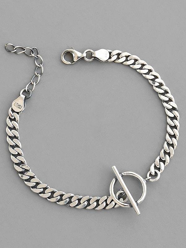 925 Sterling Silver Vintage Round Link Bracelet