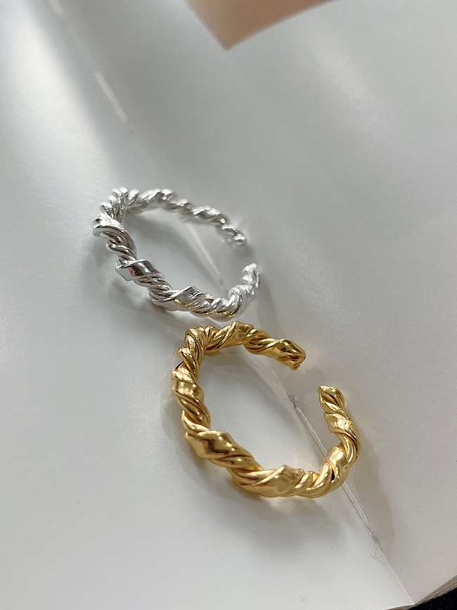 925 Sterling Silver Irregular Ethnic Knotted Round Free Size Ring