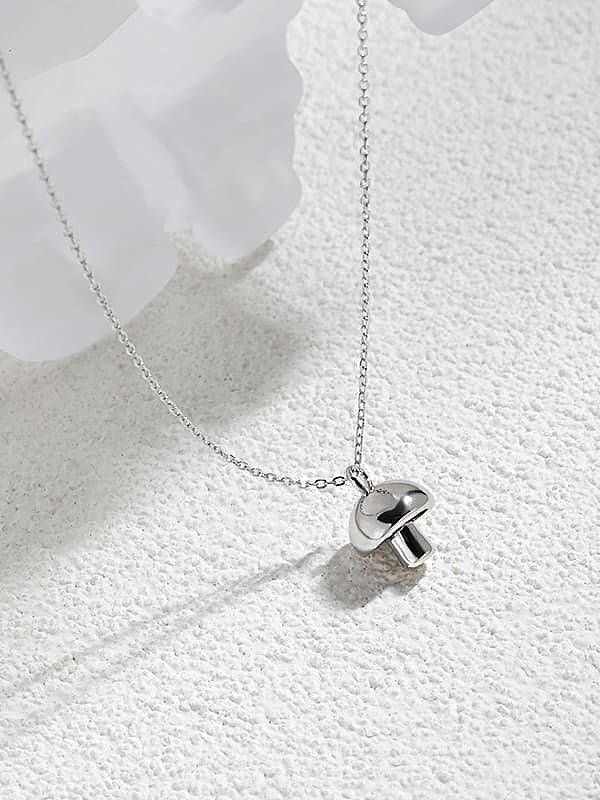 925 Sterling Silver Minimalist Mushroom Pendant Necklace