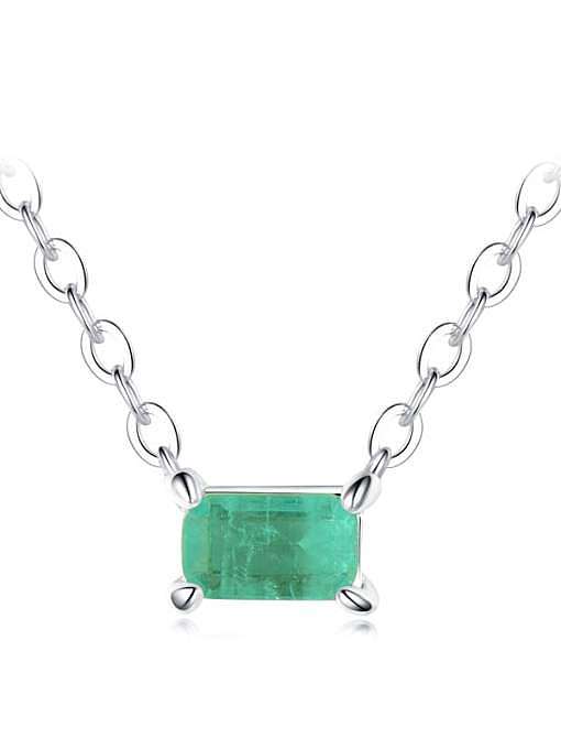 Geometrische minimalistische Halskette aus 925er Sterlingsilber mit Opal
