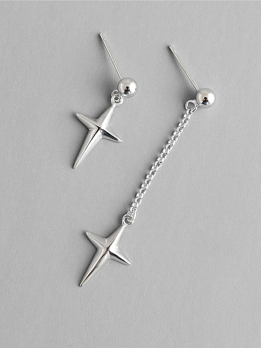 925 Sterling Silver With Silver Plated Simplistic Cross Short and long Stud Earrings