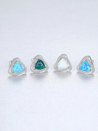 925 Sterling Silver With Classic Multicolor Triangle Stud Earrings