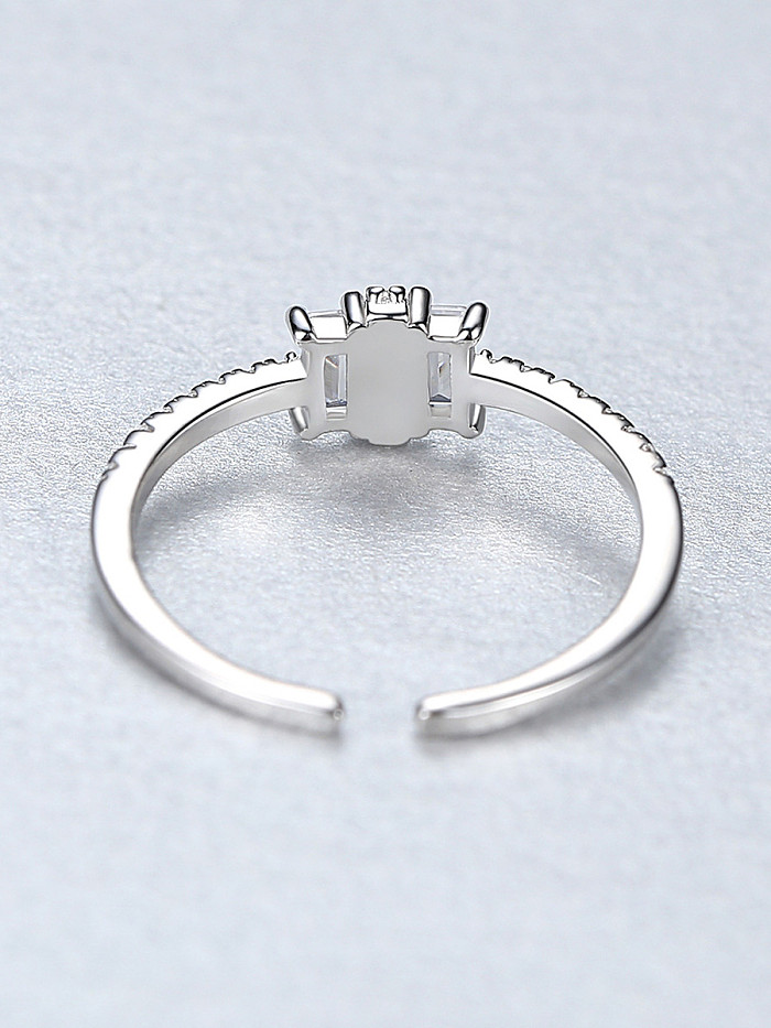 925 Sterling Silver With Platinum Plated Simplistic Geometric Free Size Rings