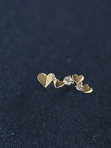 925 Sterling Silver Cubic Zirconia Heart Dainty Stud Earring