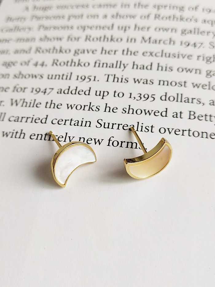 925 Sterling Silver Shell Moon Minimalist Stud Earring