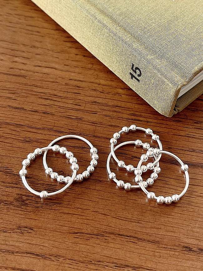 925 Sterling Silver Bead Geometric Minimalist Band Ring