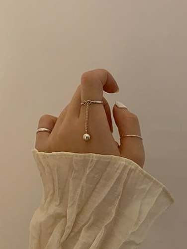 925 Sterling Silver Bead Round Minimalist Band Ring