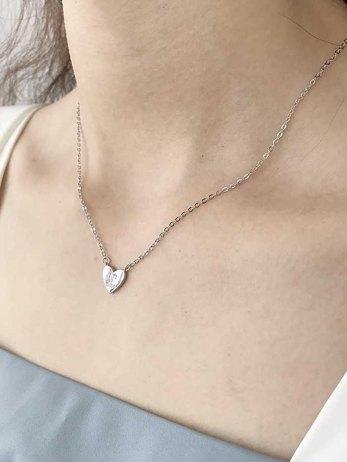 925 Sterling Silver Heart-round Trend Initials Necklace