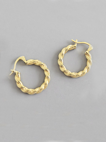 925 Sterling Silver With 18k Gold Plated Geometric texture Earrings
