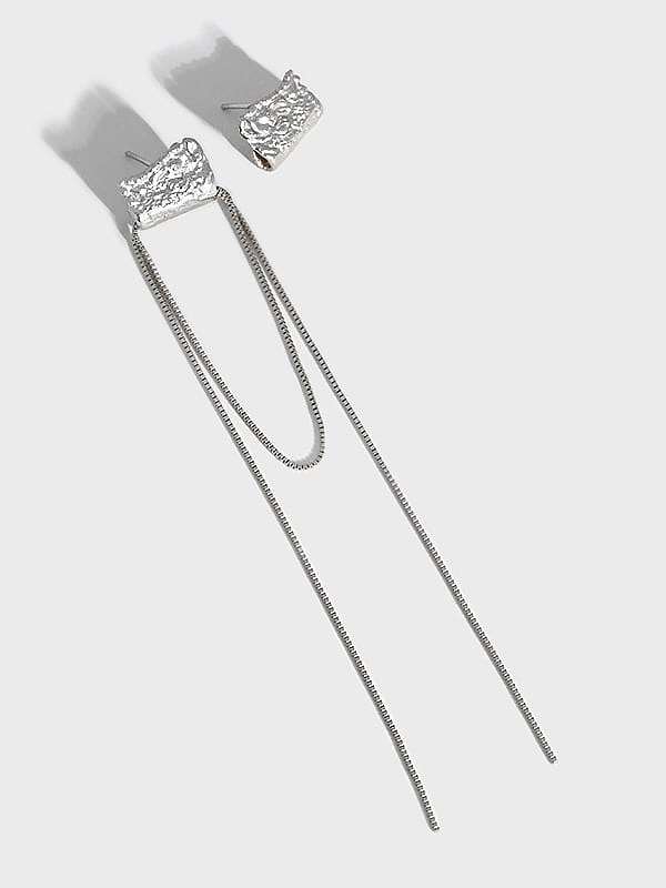 925 Sterling Silber Asymmetrischer geometrischer Quasten-Artisan-Ohrring