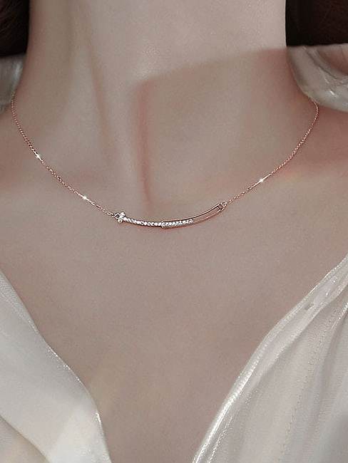 925 Sterling Silber Zirkonia Smiley geometrische minimalistische Halskette
