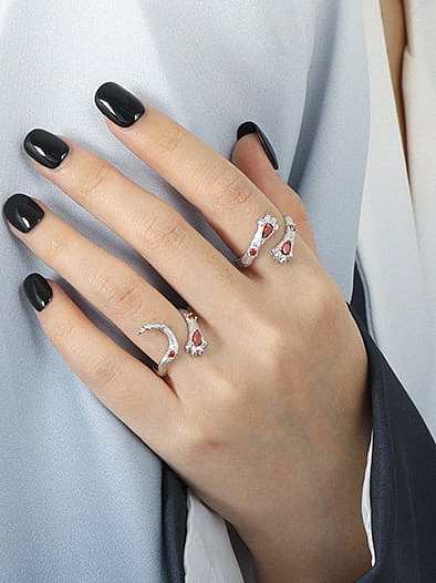 925 Sterling Silver Cubic Zirconia Irregular Vintage Band Ring