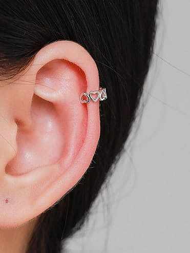 925 Sterling Silver Hollow Heart Minimalist Clip Earring