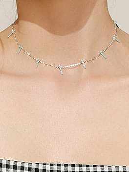 925 Sterling Silver Emerald Geometric Minimalist Necklace