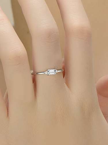 925 Sterling Silver Cubic Zirconia Rectangle Minimalist Band Ring