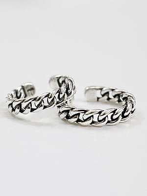 S925 Sterling Silver Fashion retro silver chain free size ring