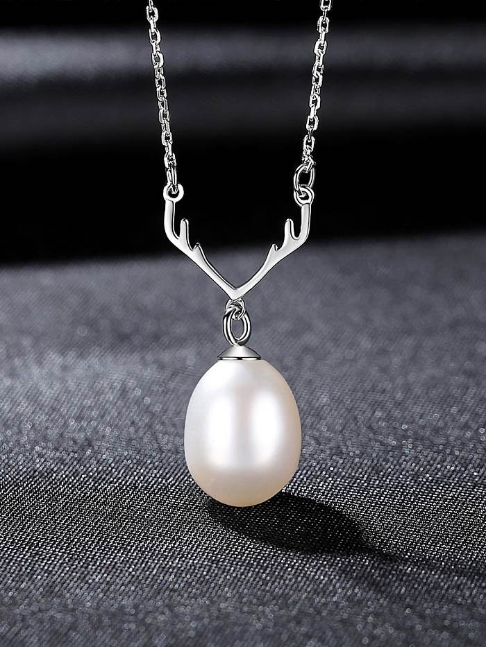 925 Sterling Silber Süßwasserperle Weiß Unregelmäßige minimalistische Lariat-Halskette