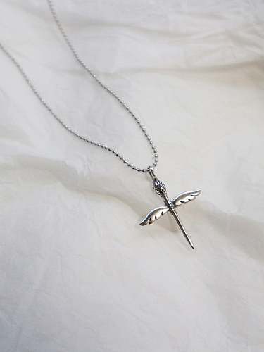 925 Sterling Silver Cross Wing Minimalist Regligious Necklace